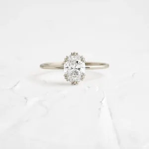 0.1CTW Oval Cut Prongs Set Moissanite Engagement Ring