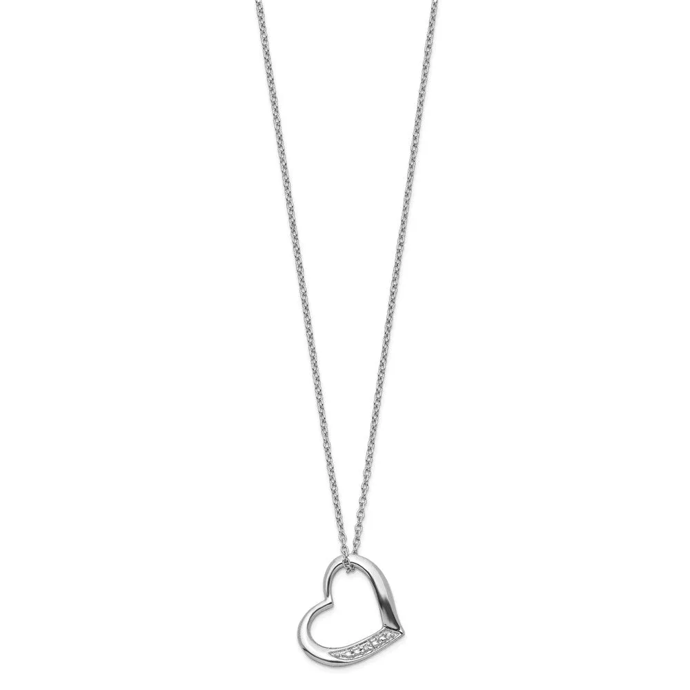 Sterling Silver 18-Inch Necklace with 1/100 Carat Total Weight Diamond Heart