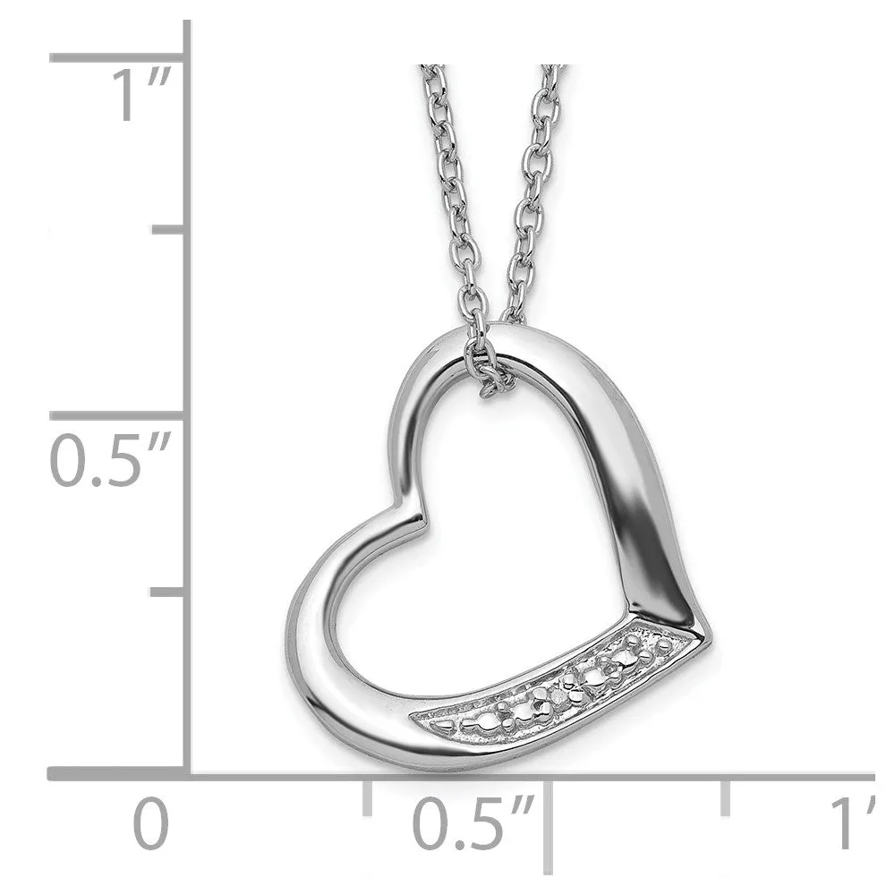 Sterling Silver 18-Inch Necklace with 1/100 Carat Total Weight Diamond Heart