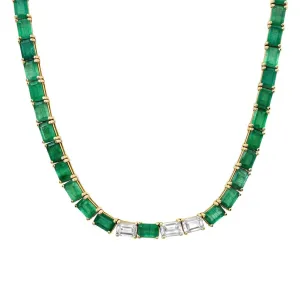 14K & 18K Gold East West Emerald & Diamond Necklace, Large