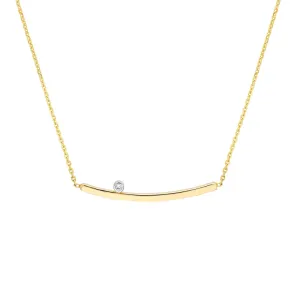 14k Curved Bar With Diamond Necklace