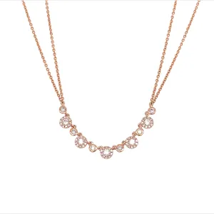 14k Rose Gold Diamond Cluster Necklace