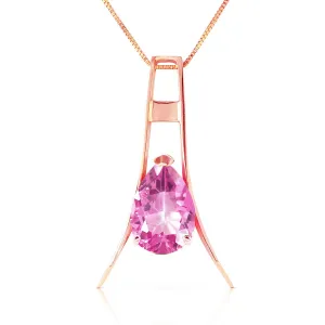 14K Solid Rose Gold Pink Topaz Necklace Gemstone Class Classic