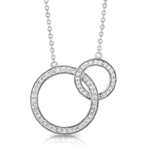 18ct White Gold Diamond Circles Pendant Necklace 17"