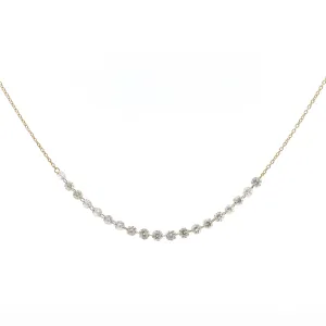 18K Gold Diamond Strand invisible Set Drilled Diamond and Chain Necklace