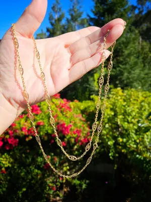 18K Yellow Gold Antique Filigree Long Chain Necklace 32" | Indulgems | Designs in Real Gold