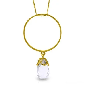 3 Carat 14K Solid Yellow Gold Exceeding Limits White Topaz Necklace