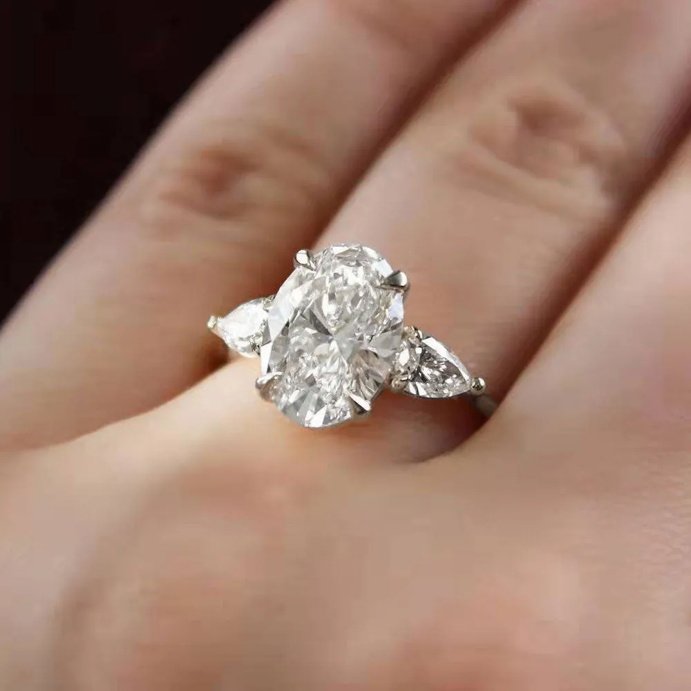 3CT Oval Cubic Zirconia Engagement Ring