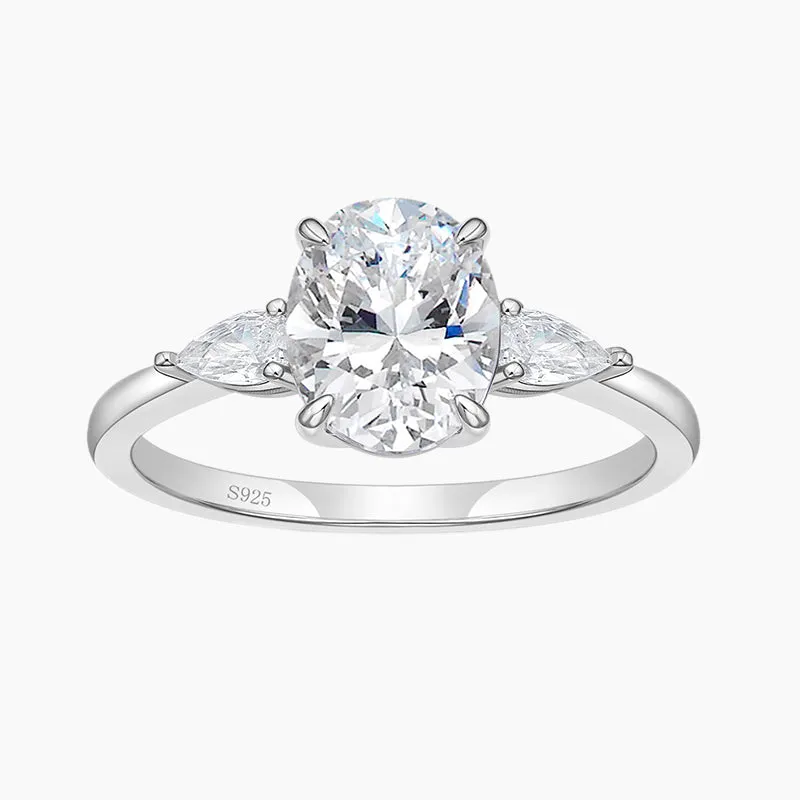 3CT Oval Cubic Zirconia Engagement Ring