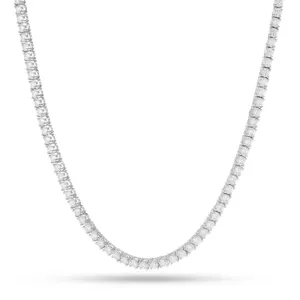 3mm, White Gold Single Row CZ Tennis Necklace