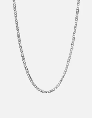 4mm Cuban Chain Necklace, Sterling Silver