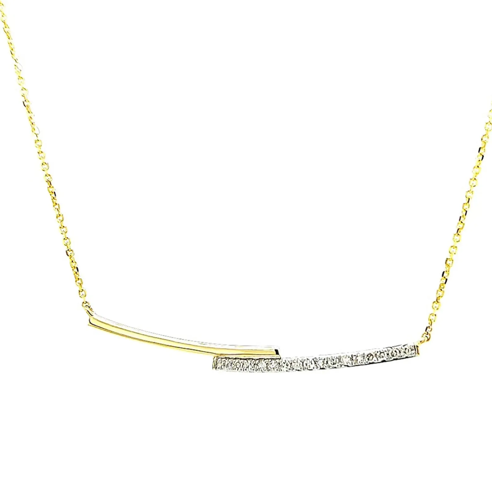 9ct Yellow Gold Round Brilliant Cut with 0.08 CARAT tw of  Diamond Necklace