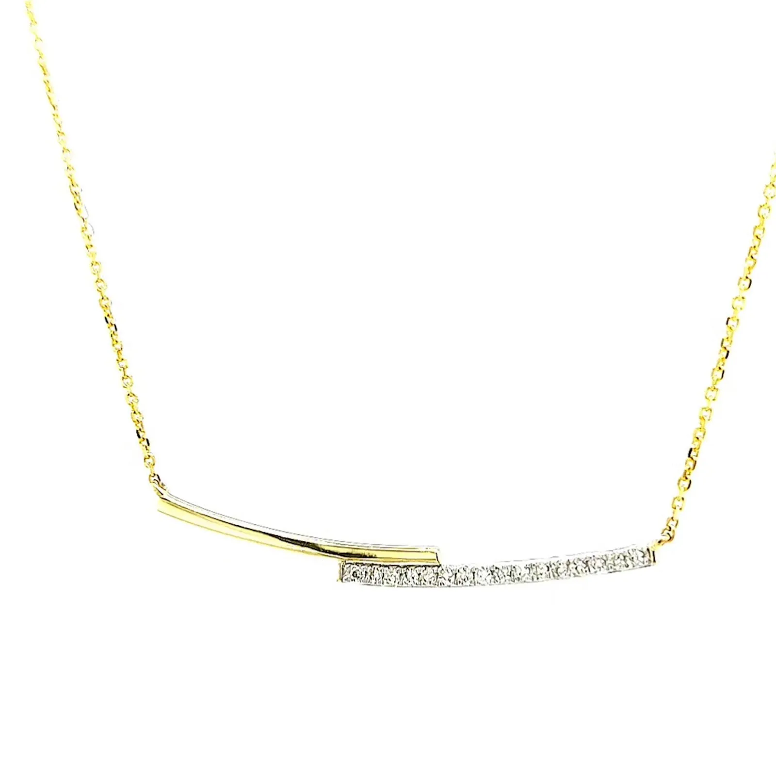 9ct Yellow Gold Round Brilliant Cut with 0.08 CARAT tw of  Diamond Necklace