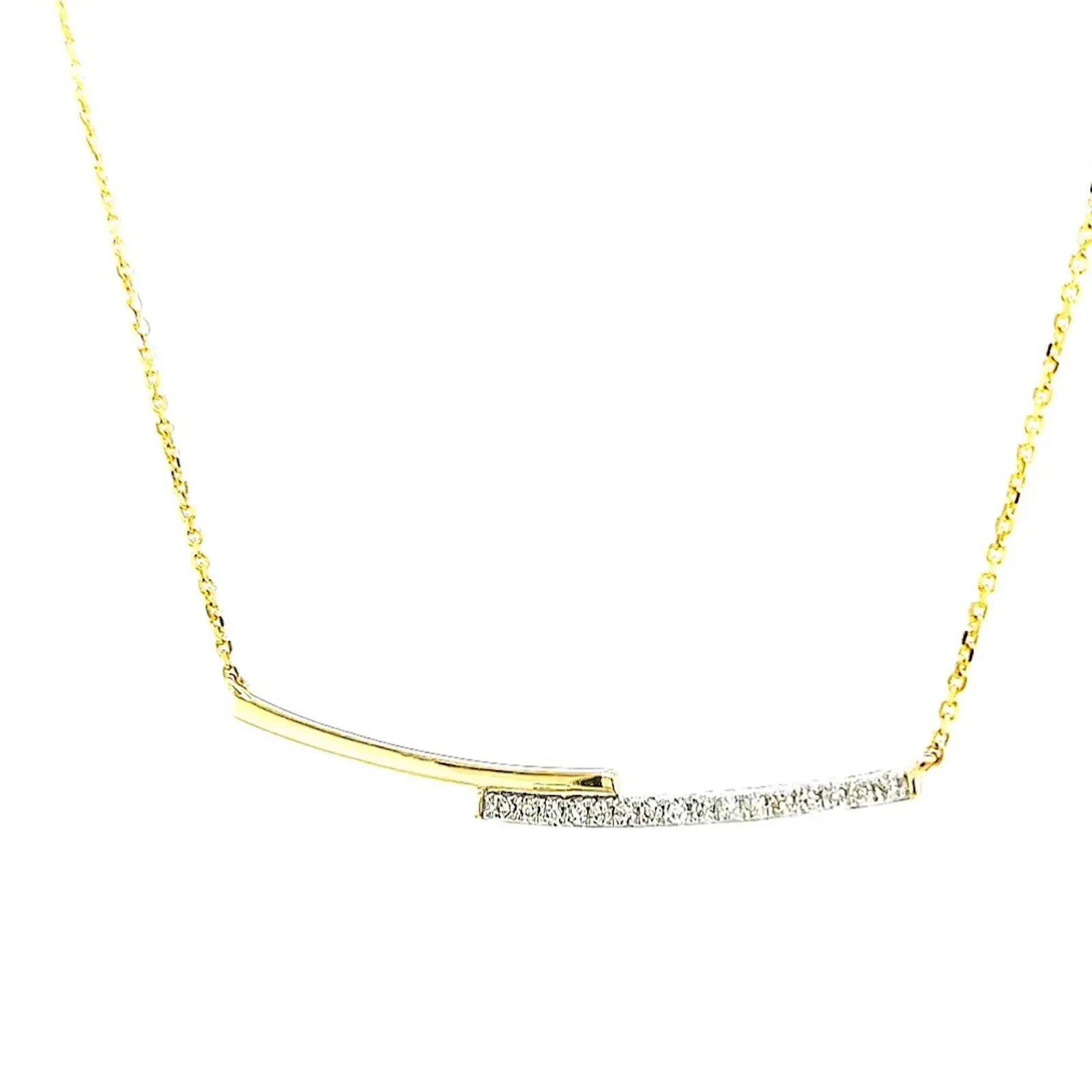 9ct Yellow Gold Round Brilliant Cut with 0.08 CARAT tw of  Diamond Necklace