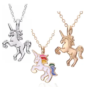 A Little Fantasy Unicorn Gold & Enamel Necklace