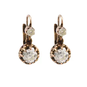 Antique Inspired 1.93 Carat Old Mine Diamond 18K Rose Gold Earrings