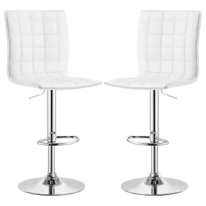 Ashbury Upholstered Adjustable Bar Stool White (Set of 2)