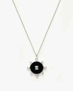 Black Onyx Amulet Pendant Necklace | Sterling Silver/Black Onyx