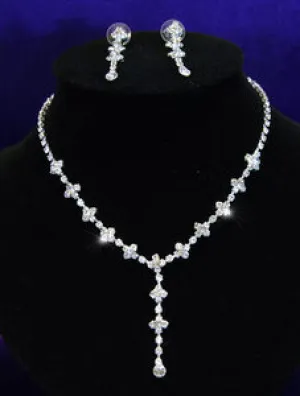 Bridal Wedding Dangling Crystal Necklace Earrings Set XS1029