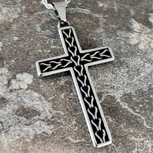 Cross - Celtic Knot Cross Silver Pendant - Classic Rope Necklace (487)