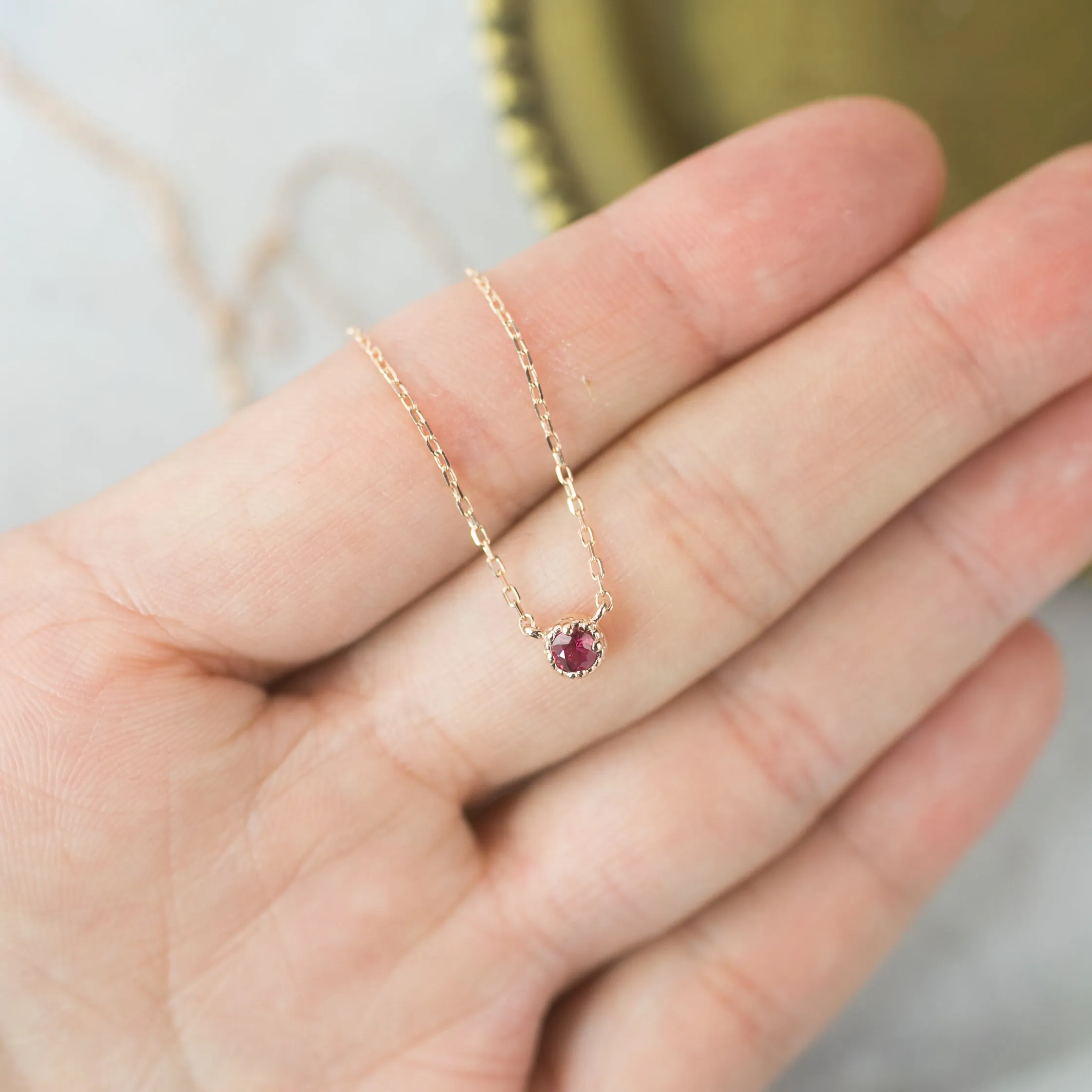 Dahlia Ruby Solitaire Necklace