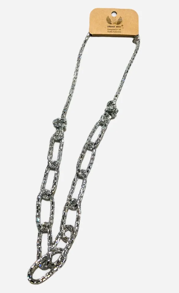 Diamante and Baguette Gem Chain Necklace