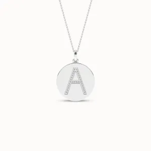 Diamond Initial Disc Necklace