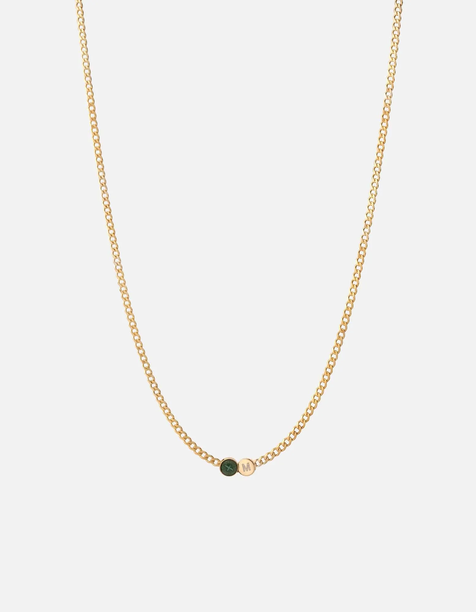 Dove Type Chain Necklace, Gold Vermeil/Teal