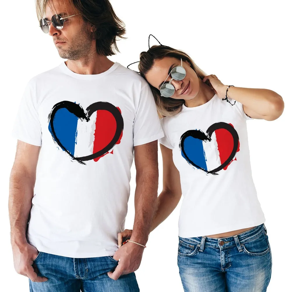 France Flag Printed Matching Couple Tees