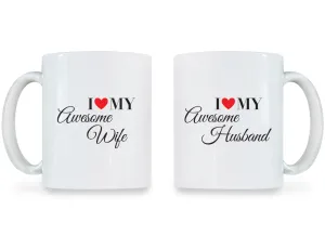 I Love My Awesome Wife & Husband - Couple Coffee Mugs