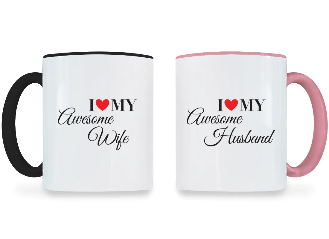 I Love My Awesome Wife & Husband - Couple Coffee Mugs