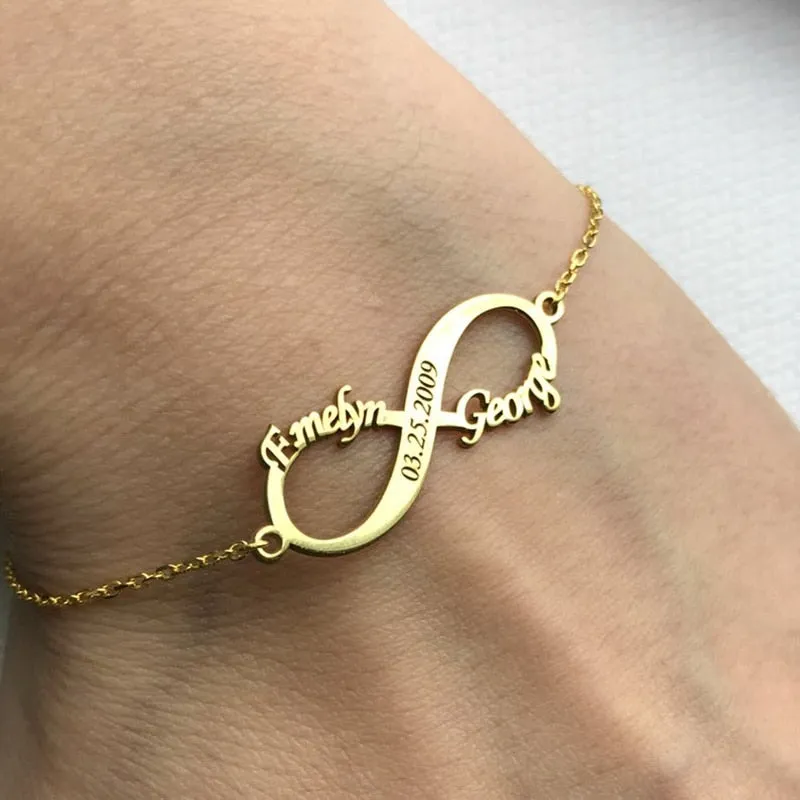 Infinity Bracelet With Names- Great Gifts For Couple-Gifts For Best Friends