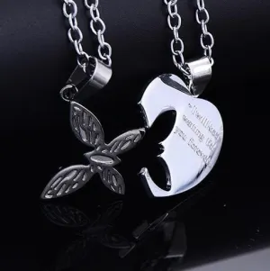 Interlocking Heart and Butterfly Couple Necklaces