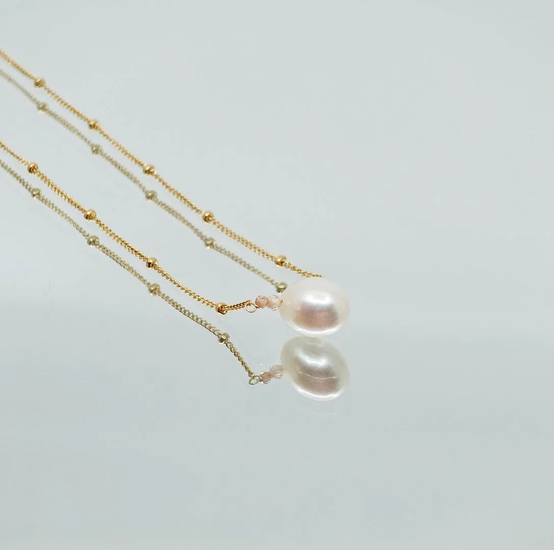 Layered Duo Pearl Necklaces with Extension