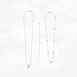 Layered Duo Pearl Necklaces with Extension