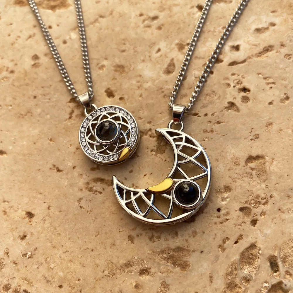 Matching Sun & Moon Necklaces with Secret Projection