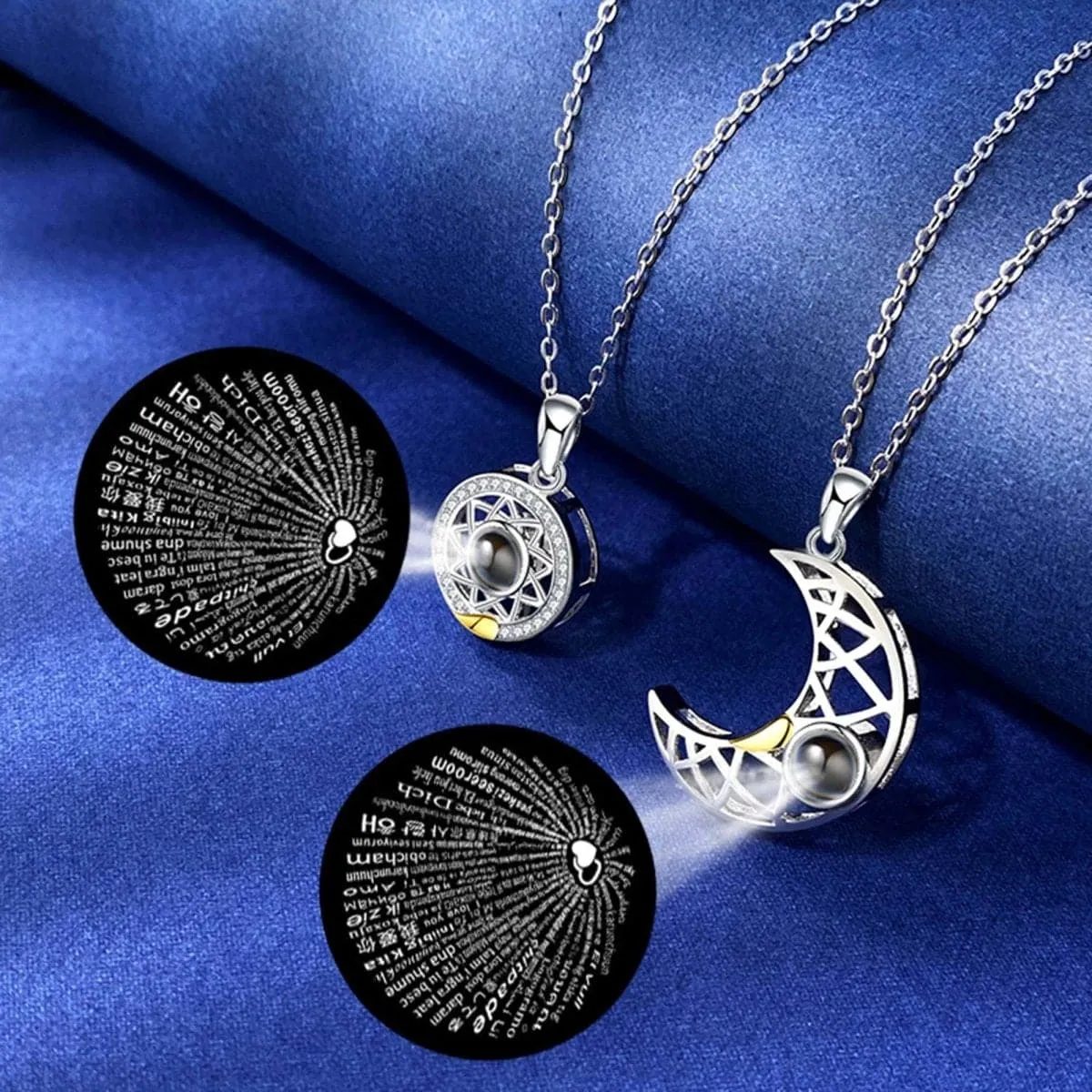 Matching Sun & Moon Necklaces with Secret Projection