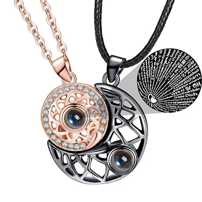 Matching Sun & Moon Necklaces with Secret Projection