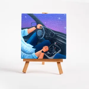 Mini canvas original art | A drive under the stars