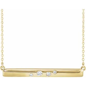 Natural Diamond 14k Gold Bar Necklace