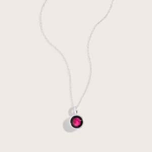 Pink Moon Sky Light Necklace in Silver