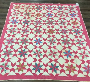 Pink Rolling Star Quilt-9/23