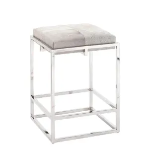 Shelby Grey Cowhide Art Deco Counter Stool Without Back