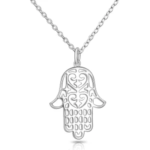 Sterling Silver Hamsa Hand Necklace