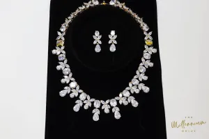 Swarovski crystals Luxury Water Drop And Flower Crystal Necklace, Bridal Necklace Set, Bridal Jewelry