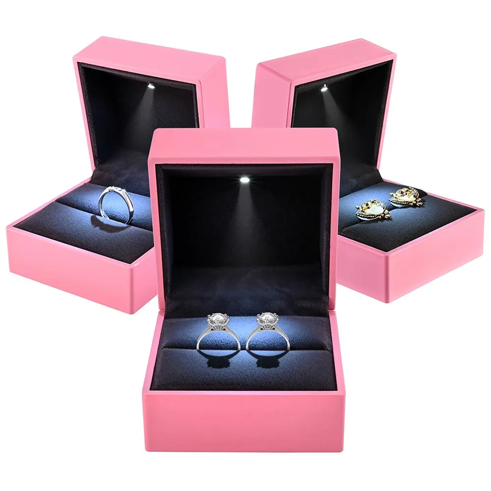 TheLAShop Double-Ring Box with Light for Engagement Wedding Birthday